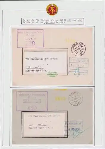 B-17729 2x Brief ZKD Kastenstempel Absenderstempel ohne /mit Postleitzahl PLZ