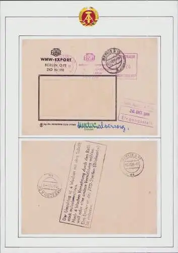 B-17696 2x Brief DDR ZKD WMW Export Berlin 1959 mit Aufbewahrungshinweis