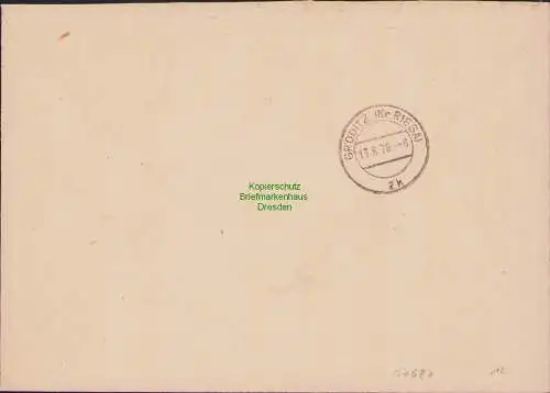 B-17687 Brief DDR Dienst ZKD ZU Stempel Riesa 1970 Zustellungsurkunde n. Gröditz