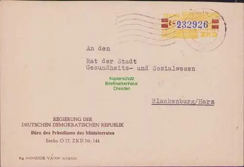 B-17669 Brief ZKD 27 L Regierung der DDR Büro des Präsidiums des Ministerrates