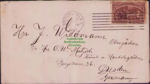 B-17662 Brief USA 77 1893 Brooklyn N.Y. nach Dresden 5 cent Kolumbus