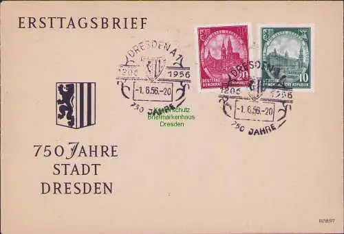 B-17647 Dresden 1956 Ersttaggsbrief FDC 750 Jahre Dresden 524 525