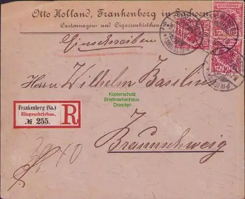 B-17644 Brief Einschreiben Deutsches Reich 3x 47 Frankenberg 1895 Firmenvordruck