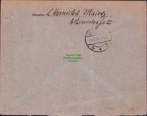 B-17637 Brief Einschreiben DR Deutsches Reich Mainz 1934 an Versicherung Leipzig