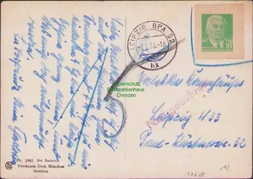 B-17628 Postkarte DDR 1956 GS Ausschnitt 10 Pfg. Pieck mit Nachgebühr