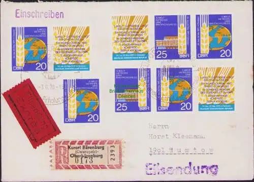 B-17623 DDR 1970 1575 1576 ZD Kombination WZd 221 225 226 auf Brief Einschreiben