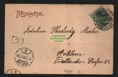 23680 AK Frankfurt O. neues Postgebäude Wilhelmsplatz , gelaufen 1903