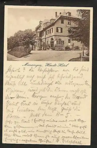 24027 AK Münsingen Hardt Hotel Schwäb. Alb 1930