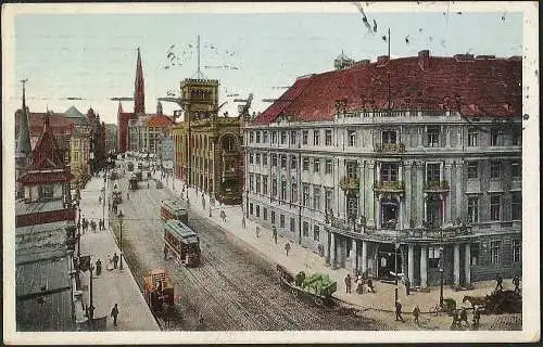 23681 AK Berlin Mühlendamm Sparkasse Petrikirche 1909 Straßenbahn Pferdefuhrwerk