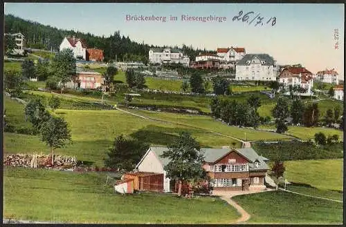 23747 Ansichtskarte Brückenberg Riesengebirge 1913 , gelaufen nein, gedruckt 1908