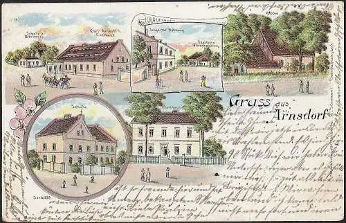 23928 AK Arnsdorf Schlesien Bäckerei Gasthaus Warenhandlung Litho 1905 Oberrosen