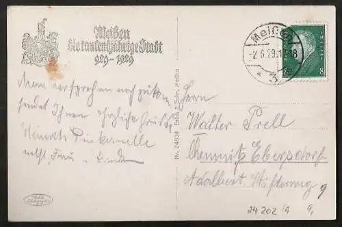 24202 AK Meißen Das Görnische Tor Jahrtausendfeier 1929 , gelaufen 1929