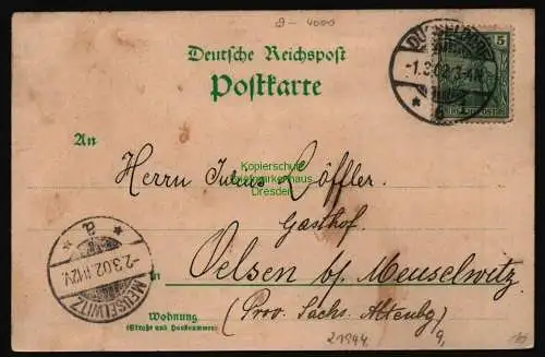 21944 AK Düsseldorf Hotel Germania Bahnhof 1902, gelaufen