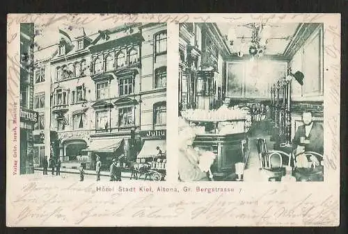 21918 AK Hamburg Altona 1901 Hotel Stadt Kiel Gr. Bergstrasse 7