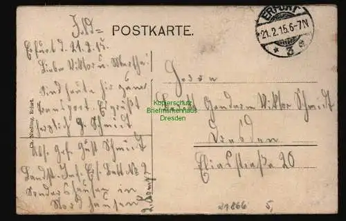 21866 AK Erfurt Hauptpostgebäude Feldpost 1915