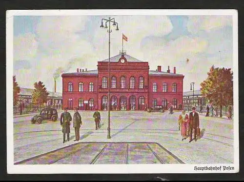 21864 Ansichtskarte Posen Hauptbahnhof um 1930