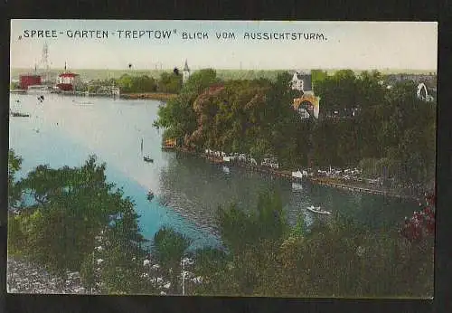 22163 AK Spree Garten Treptow Blick v. Aussichtsturm 1912 Berlin Rummelsburg