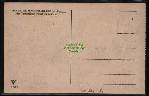 20811 AK Leipzig um 1935 Luftbild Funktürme der Technischen Messe