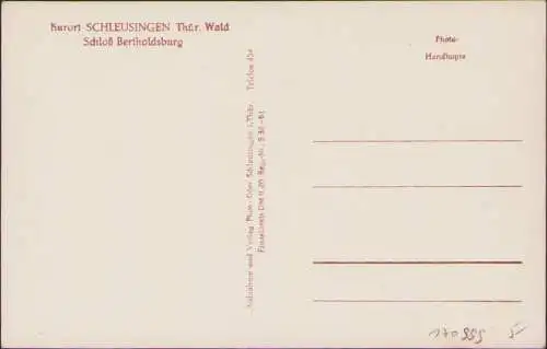170999 AK Schleusingen Thür. Wald um 1955 Schloß Bertholdsburg