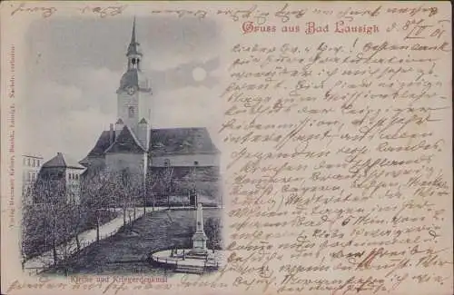 170550 AK Bad Lausick Lausigk 1901 Kirche Kriegerdenkmal