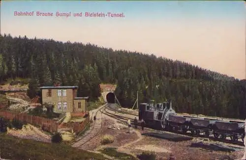 170607 AK Bahnhof Braune Sumpf Bielstein Tunnel Harz Zahnrad Bahn um 1910