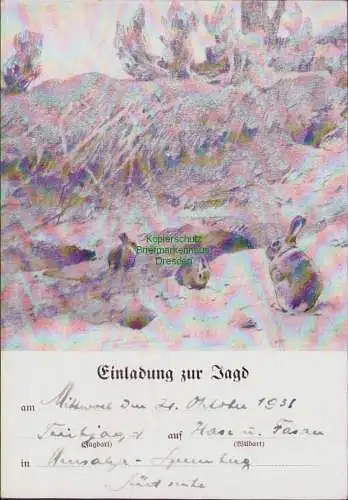 158867 AK Einladung zur Jagd Neusalza Spremberg 1936