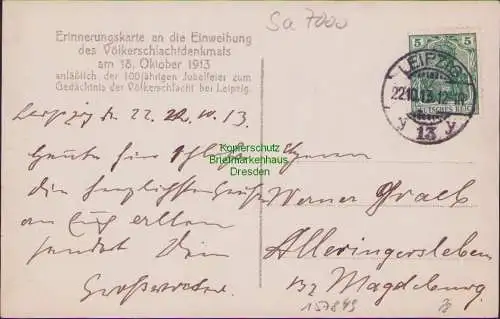 157849 AK Völkerschlachtdenkmal bei Leipzig 1913 Feierliche Einweihung