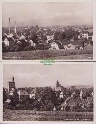 158043 2 AK Oberlungwitz i. Sa. 1937 Fotokarte Panorama Hirschgrund