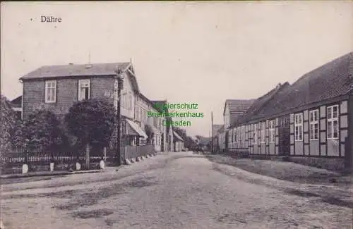 158077 AK Dähre 1913 Dorfstraße rechts fachwerkhäuser