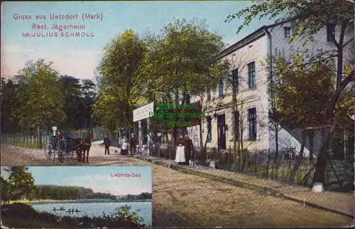 156034 AK Uetzdorf Mark Ützdorf Liepnitzsee 1908 Restaurant Jägerheim