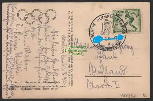 154391 AK Berlin 1936 Olympia Stadion Reichssportfeld Luftbild Sonderstempel