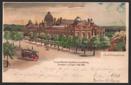 154271 AK Dresden 1900 Deutsche Gartenbau Ausstellung Litho Ausstellungsgebäude