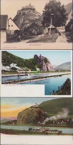 152785 3 Ansichtskarte Schreckenstein um 1900 bei Aussig Burg Bauernhäuser Usti nad Labem