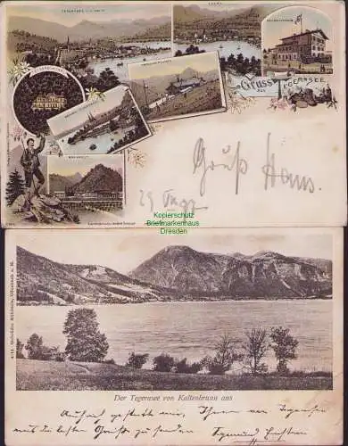 152423 2 Ansichtskarte Litho Bad Tegernsee Schloss Hirschbergerhaus Neureuthhaus Bad Kreut