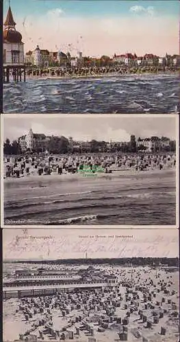 152380 3 Ansichtskarte Swinoujscie Swinemünde Strand vom Seesteg aus 1912 1941 Herrenbad