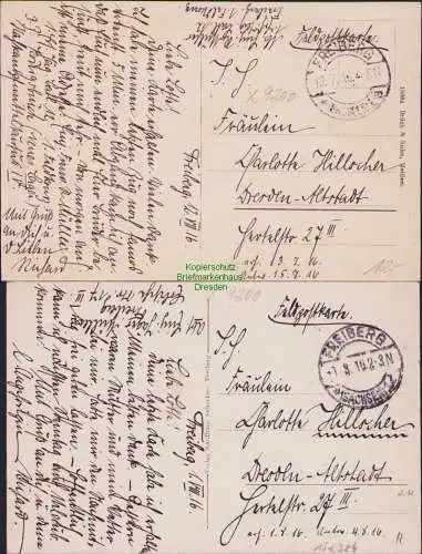 152384 2 AK Freiberg Sachsen St. Johannis Hospital 1916 Feldpost Hausen Kaserne