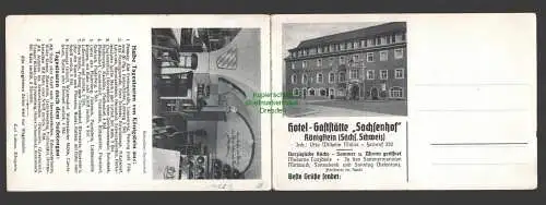 145819 Klappkarte Königstein Sächs. Schweiz Hotel Gaststätte Sachsenhof um 1920