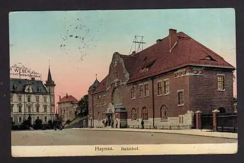 102209 Ansichtskarte Haynau Bahnhof 1912 Raubtierfallen Fabrik R. Weber Chojnow