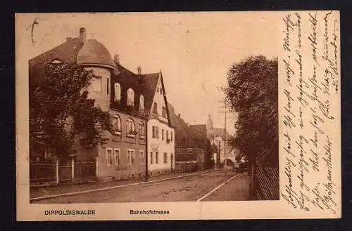 101167 Ansichtskarte Dippoldiswalde Bahnhofstrasse Neubauten 1917