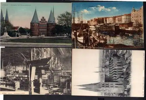 100985 8 AK Lübeck Katharinenkirche um 1905 Innees des Doms Bismarckdenkmal Hafe