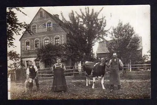 101171 AK Beutha bei Hartenstein Fotokarte 1912 Bauer Bauernhaus Kuh