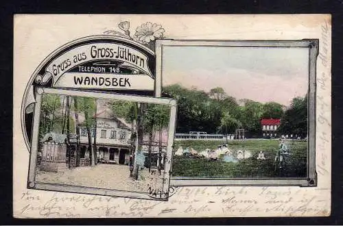 100728 Ansichtskarte Groß Jüthorn bei Wandsbek Hotel Pension 1906 Hamburg