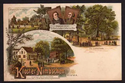 52088 AK Litho Kloster Nimbschen b. Grimma um 1905 Klosterruine Linde