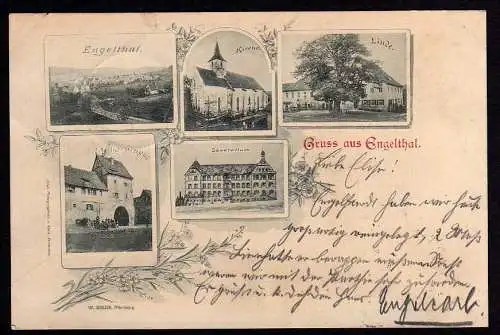 49613 AK Engelthal Kirche Baum Linde Sanatorium 1900