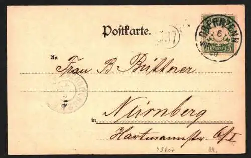 49607 AK Oberzenn Litho 1900 Gasthaus z. Krone Wohnhaus Dr Seuffert Kinderschule