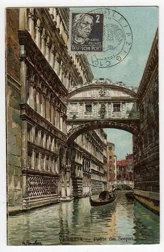 44217 Ansichtskarte Venezia Ponte die Sospiri SBZ 212 seltener SST Goethe Leipzig nur 1 Tag