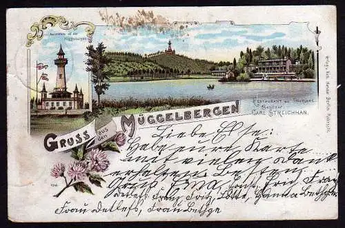 43643 Litho Müggelberge Aussichtsturm 1899 Restaurant