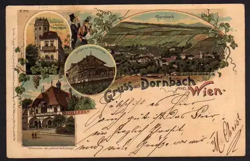 43740 AK Dornbach bei Wien Litho Restaurant Sängerwarte