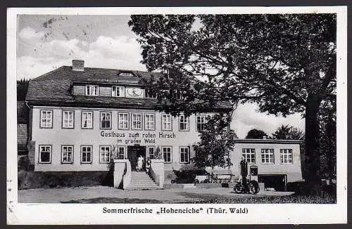 36628 AK Saalfeld Saale 1939 Hoheneiche Landpoststempel Gasthaus z. roten Hirsch