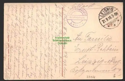 37021 AK Leisnig 1916 Feldpost Stadt Reservelazarett Briefstempel